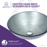 ANZZI LS-AZ283 Posh Series Deco-Glass Vessel Sink in Brushed Silver