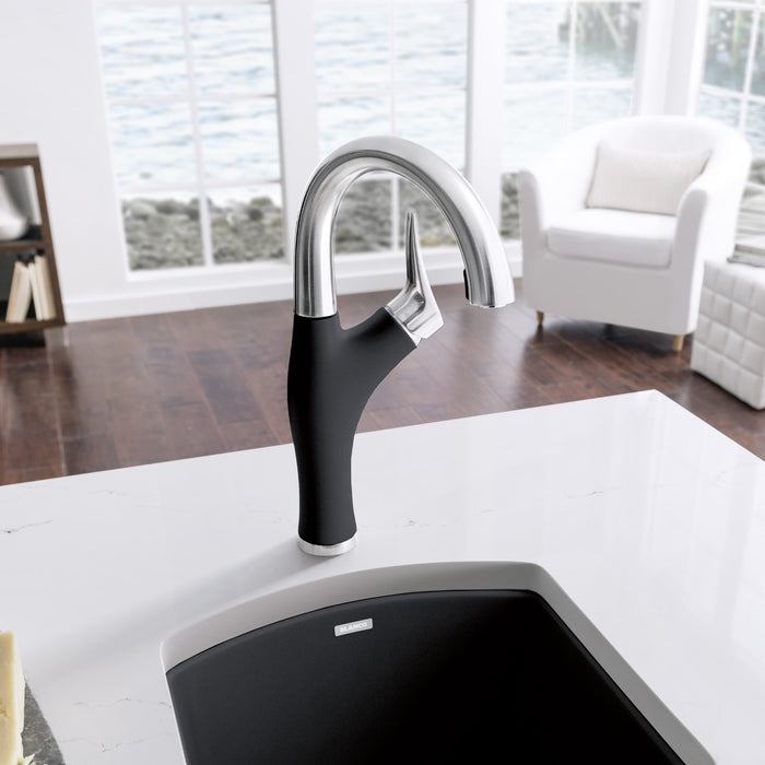 Blanco 526378 Artona Pull-Down Dual-Spray Bar Faucet - PVD Steel/Anthracite