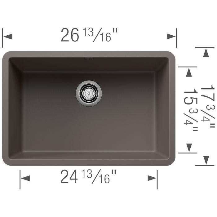 Blanco 527412 Precis SILGRANIT 27" Single Bowl Undermount Kitchen Sink - Volcano Gray