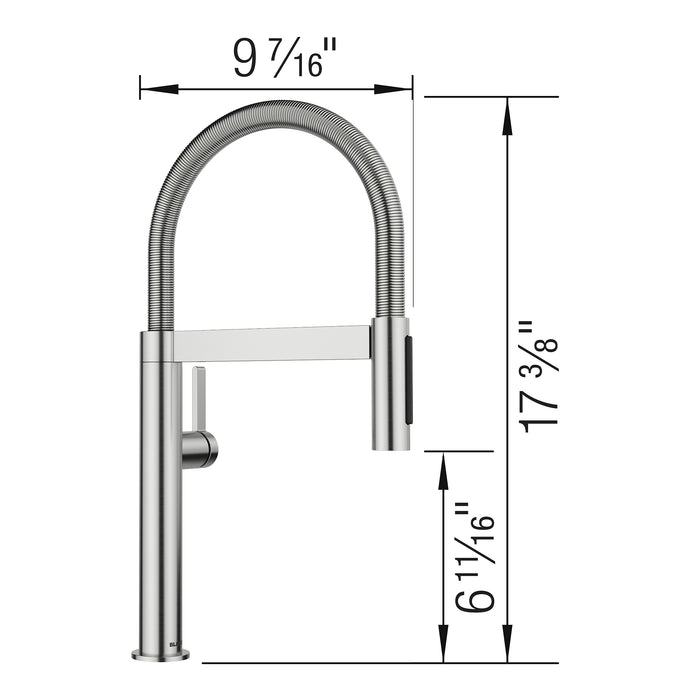 Blanco 527479 Culina Mini II Pull-Down Dual-Spray Kitchen Faucet - PVD Steel
