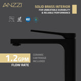 ANZZI L-AZ901MB Single Handle Single Hole Bathroom Vessel Sink Faucet With Pop-up Drain in Matte Black