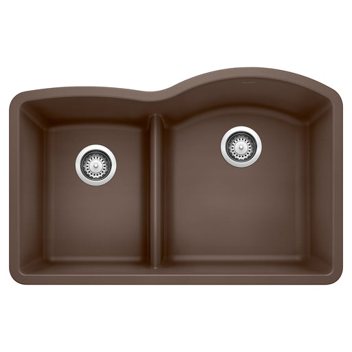 Blanco 441609 Diamond SILGRANIT 32" 40/60 Reverse Double Bowl Undermount Kitchen Sink with Low Divide - Cafe