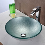 ANZZI LS-AZ055 Spirito Series Deco-Glass Vessel Sink in Churning Silver