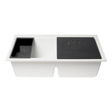 ALFI Brand AB3418DBUM-W White 33" Granite Composite Workstation Double Bowl Undermount Sink