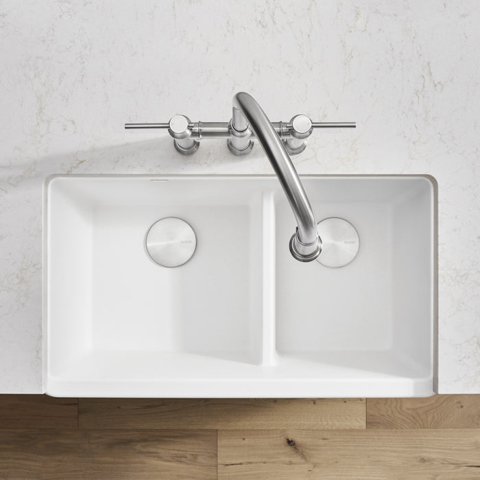 Blanco 402324 Ikon SILGRANIT 33" Double Bowl Apron-Front Farmhouse Sink in White