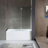 ANZZI SD1101BN-3260R 5 ft. Bathtub in White with 48" by 58" Frameless Hinged Tub door in Brushed Nickel