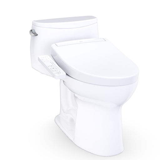 TOTO UltraMax Low Profile WASHLET+ S2 One-Piece Elongated 1.28 GPF Universal Height Toilet with CEFIONTECT, Cotton White - MW6183346CEFG#01