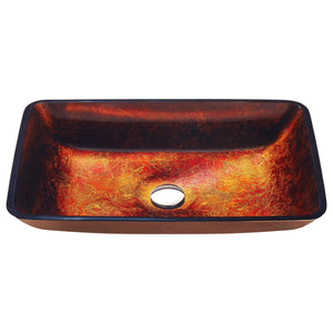 Paradiso Rectangle Glass Vessel Bathroom Sink with Celestial Bronze Finish