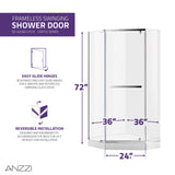 ANZZI SD-AZ056-01CH Castle Series 49" x 72" Semi-Frameless Shower Door in Polished Chrome