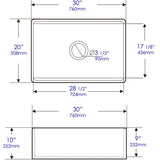 ALFI Brand ABFS3020-GM Grey Matte Workstation 30" x 20" Single Bowl Step Rim Fireclay Farm Sink