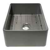 ALFI Brand ABFS3020-GM Grey Matte Workstation 30" x 20" Single Bowl Step Rim Fireclay Farm Sink