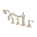 House of Rohl A1404LPSTN Acqui 4-Hole Deck Mount Column Spout Tub Filler with Handshower