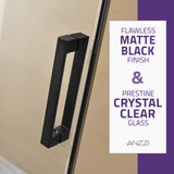 ANZZI SD-FRLS05702MB Rhodes Series 60" x 76" Frameless Sliding Shower Door with Handle in Matte Black