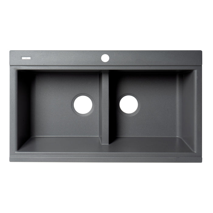 ALFI Brand AB3418DBDI-T Titanium 33" Granite Composite Workstation Double Bowl Drop-in Sink