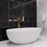 ANZZI FT-AZ504 Lusso 6.3 ft. Solid Surface Center Drain Freestanding Bathtub in Matte White