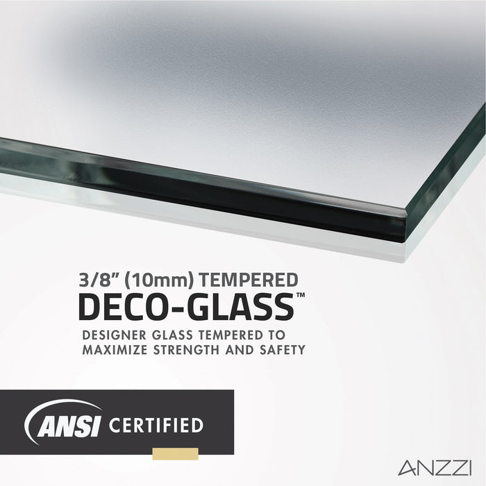 ANZZI SD-AZFL06001BGF Veil Series 74" by 34" Framed Frosted Glass Shower Screen in Brushed Gold