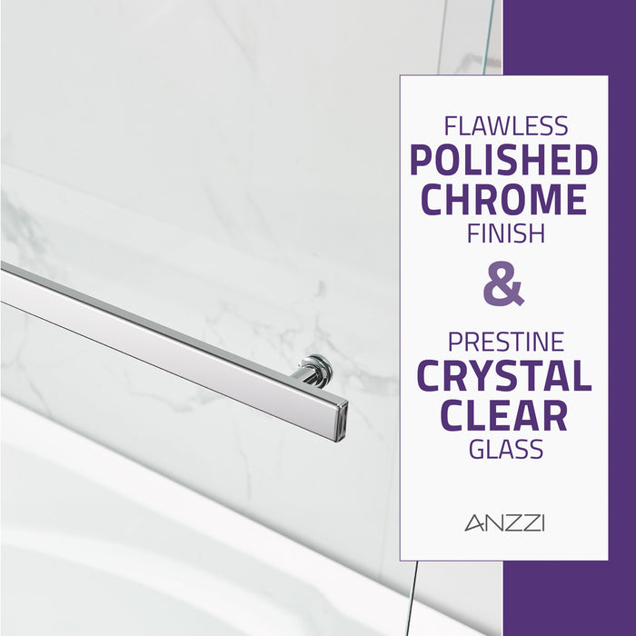 ANZZI SD05401CH-3060R 5 ft. Bathtub in White with 48" x 58" Frameless Tub Door in Polished Chrome