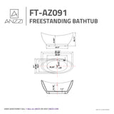 ANZZI FT-AZ091 Reginald Series 5.67 ft. Freestanding Bathtub in White