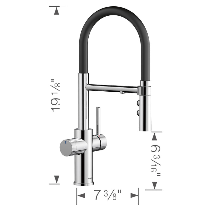 Blanco 442990 Catris Flexo Filter-Ready Semi-Pro Pull-Down Dual-Spray Kitchen Faucet - Chrome