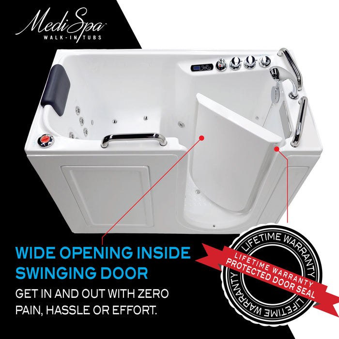 ANZZI 2753WILWD 56.5" x 60" Left Drain Walk-In Whirlpool and Air Tub with Total Spa Suite in White