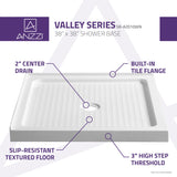 ANZZI SB-AZ010WN Valley Series 38" x 38" Shower Base in White