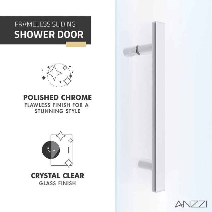 ANZZI SD-AZ055-01CH Longboat Series 60" x 76" Semi-Frameless Shower Door in Polished Chrome