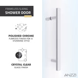 ANZZI SD-AZ055-01CH Longboat Series 60" x 76" Semi-Frameless Shower Door in Polished Chrome