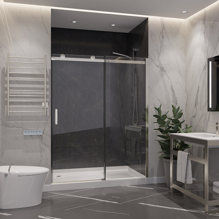 ANZZI SD-FRLS05702BN Rhodes Series 60" x 76" Frameless Sliding Shower Door with Handle in Brushed Nickel