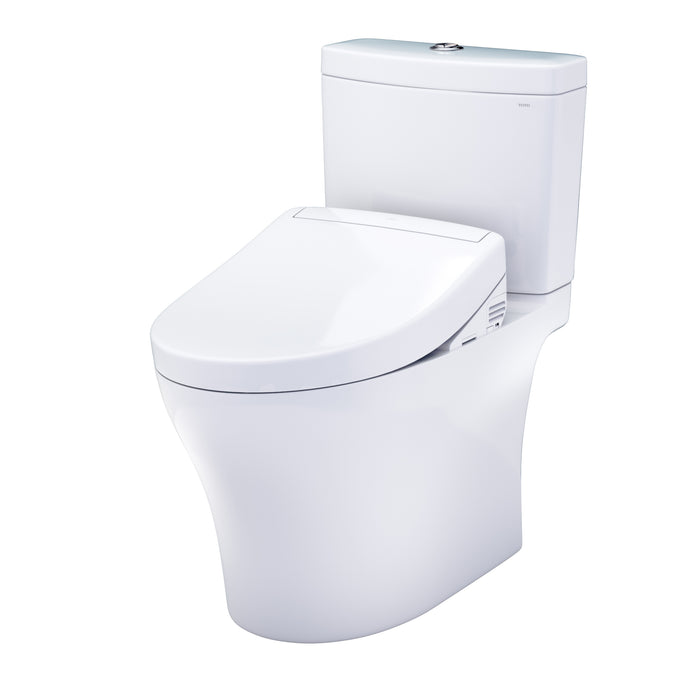 TOTO MW4463446CEMGN#01 Washlet+ Aquia IV Elongated Dual Flush Regular Height Toilet and Washlet S5 Bidet Seat