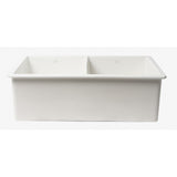 ALFI Brand ABF3219DUD-W White 32" x 19" Double Bowl Fireclay Kitchen Sink with Grid