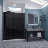 ANZZI SD-AZ8077-02MBT Leon Series 60" by 76" Frameless Sliding Shower Door in Matte Black with Tinted Glass