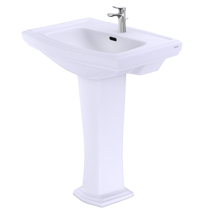TOTO LPT780#01 Clayton Rectangular Pedestal Bathroom Sink for Single Hole Faucets, Cotton White