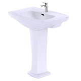 TOTO LPT780#01 Clayton Rectangular Pedestal Bathroom Sink for Single Hole Faucets, Cotton White