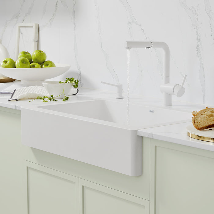 Blanco 526373 Linus Low Arc Pull-Out Dual-Spray Kitchen Faucet - White