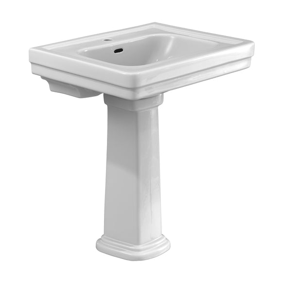 TOTO Promenade 27-1/2" x 22-1/4" Rectangular Pedestal Bathroom Sink for Single Hole Faucets, Cotton White - LPT530N#01