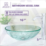 ANZZI LS-AZ065 Vieno Series Vessel Sink with Pop-Up Drain in Crystal Clear Floral