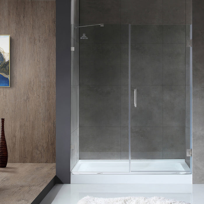 ANZZI SD-AZ07-01BN Consort Series 60" by 72" Frameless Hinged Alcove Shower Door in Brushed Nickel with Handle