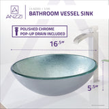 ANZZI LS-AZ055 Spirito Series Deco-Glass Vessel Sink in Churning Silver