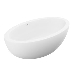 Kekehun 6.3 ft. Solid Surface Center Drain Freestanding Bathtub in Matte White