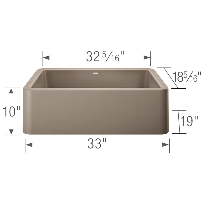 Blanco 401988 Ikon SILGRANIT 33" Single Bowl Apron-Front Farmhouse Sink - Truffle