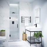 ANZZI SD-AZ09-01MB Fellow Series 24" by 72" Frameless Hinged Shower Door in Matte Black with Handle