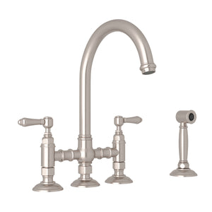 House of Rohl A1461LMWSSTN-2 San Julio Bridge Kitchen Faucet with Side Spray