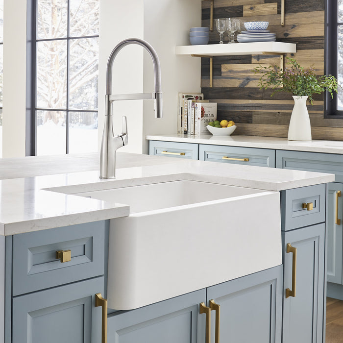 Blanco 402324 Ikon SILGRANIT 33" Double Bowl Apron-Front Farmhouse Sink in White