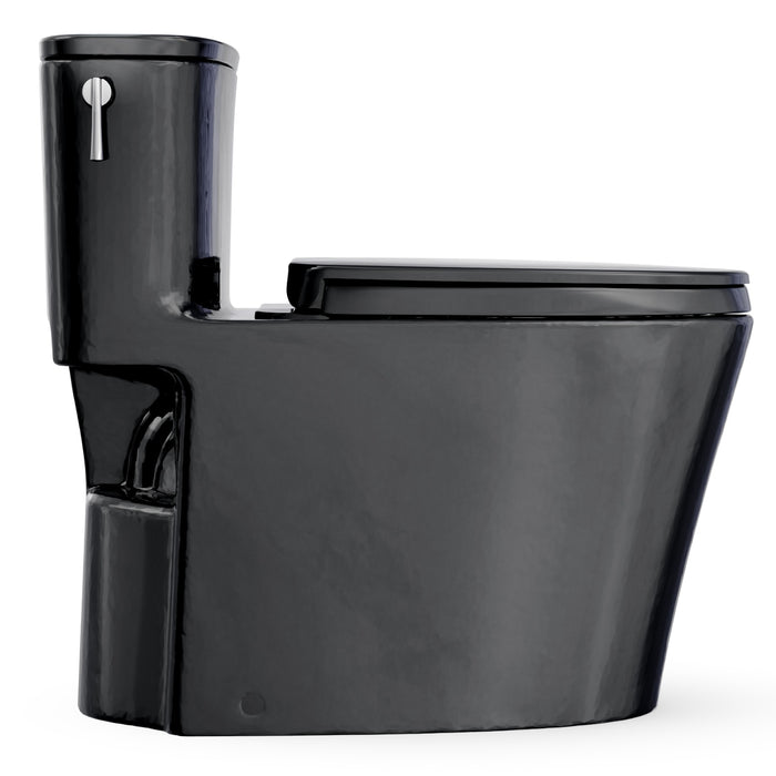 TOTO MS686124CEF#51 Aurora One-Piece Elongated 1.28 GPF Universal Height Toilet with Seat, Ebony (Black)