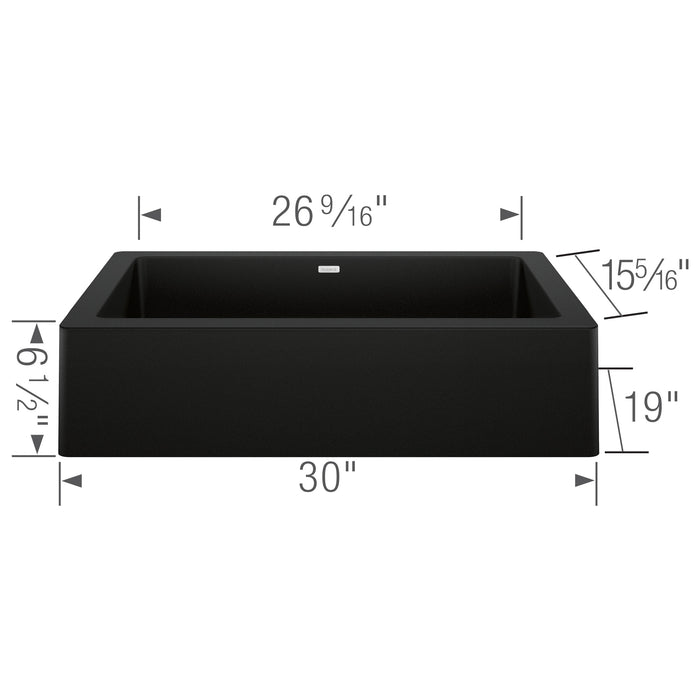 Blanco 526545 Vintera SILGRANIT 30" Single Bowl Apron-Front Farmhouse Sink - Coal Black
