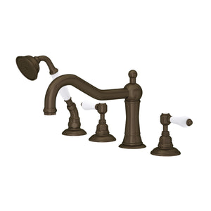 House of Rohl A1404LPTCB Acqui 4-Hole Deck Mount Column Spout Tub Filler with Handshower