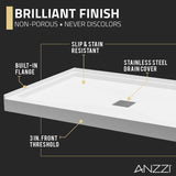 ANZZI SB-AZ103C ALEXANDER 48" x 32" Center Drain Shower Base in White