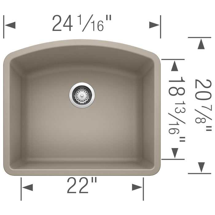 Blanco 441281 Diamond SILGRANIT 24" Single Bowl Undermount Kitchen Sink - Truffle