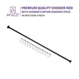 ANZZI AC-AZSR88ORB 48-88 Inches Shower Curtain Rod with Shower Hooks in Oil Rubbed Bronze