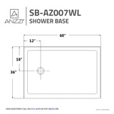 ANZZI SB-AZ007WL Colossi Series 60" x 36" Shower Base in White